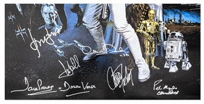 ''Star Wars'' Cast-Signed Movie Poster -- Signed by Mark Hamill, Carrie Fisher, Harrison Ford, and Darth Vader, C-3PO and Chewbacca's Characters